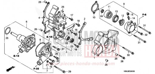 COUVERCLE GAUCHE/POMPE A EAU VFR800FIY de 2000